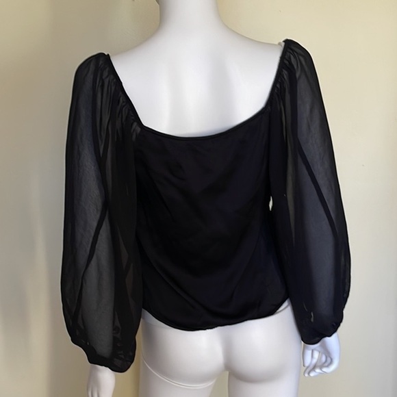 Zara Women Black Flowy Sheer Sleeves Top. P/M/A1722 - Picture 5 of 7